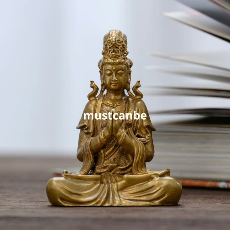 仏教美術 仏像 小仏像 観世音菩薩像 銅製 銅器 工芸品 置物