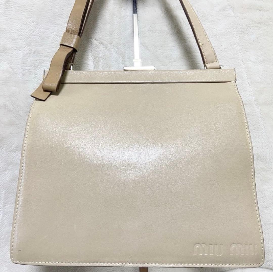 正規品　miumiu リボン　がま口　レザーバッグ　y2k archive
