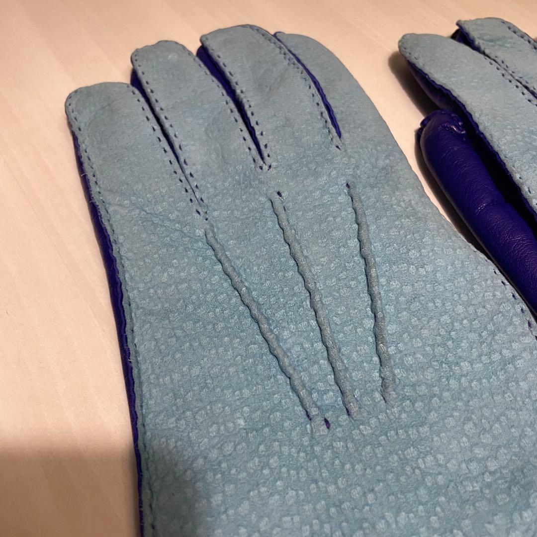 カピバラレザー☆メンズ☆手袋☆ブルー☆水色☆本革☆