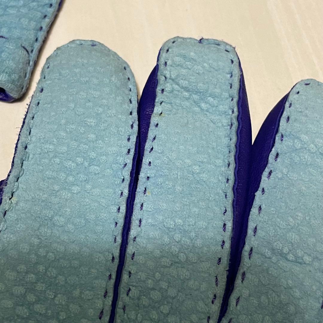カピバラレザー☆メンズ☆手袋☆ブルー☆水色☆本革☆
