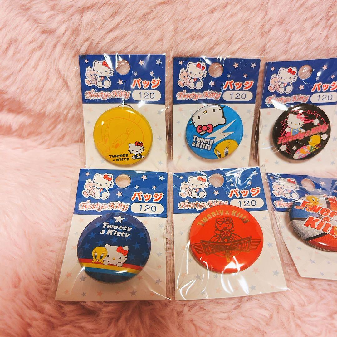 希少レア　ハローキティ　トゥイーティー　缶バッチ　2002 サンリオ　平成レトロ