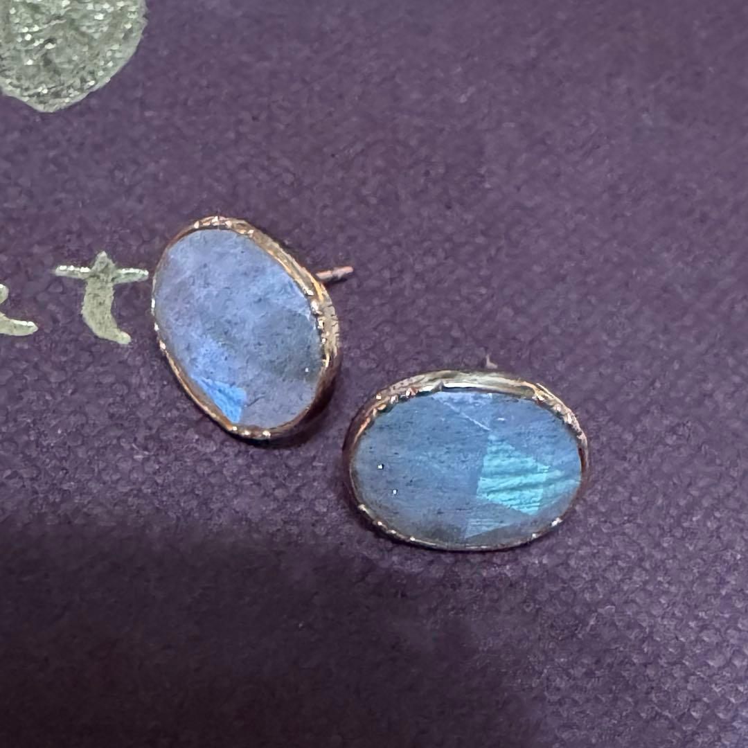 【美品】ageteアガット K10 SVgf大粒 ラブラドライト ピアス