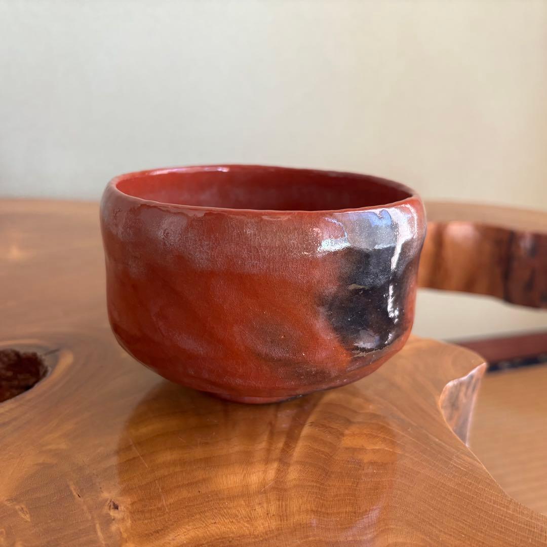 銘「吉祥」松楽造 赤楽茶碗 楽焼 前大徳 方谷豊宗和尚 茶道具　共箱(41)