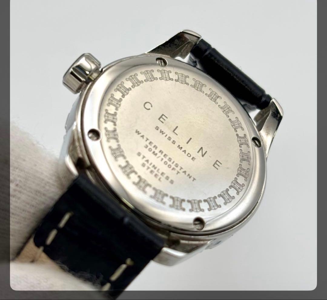 り*ん様 【稼働/新品電池】セリーヌ　トリオンフ　ラベニュー　腕時計　黒文字盤