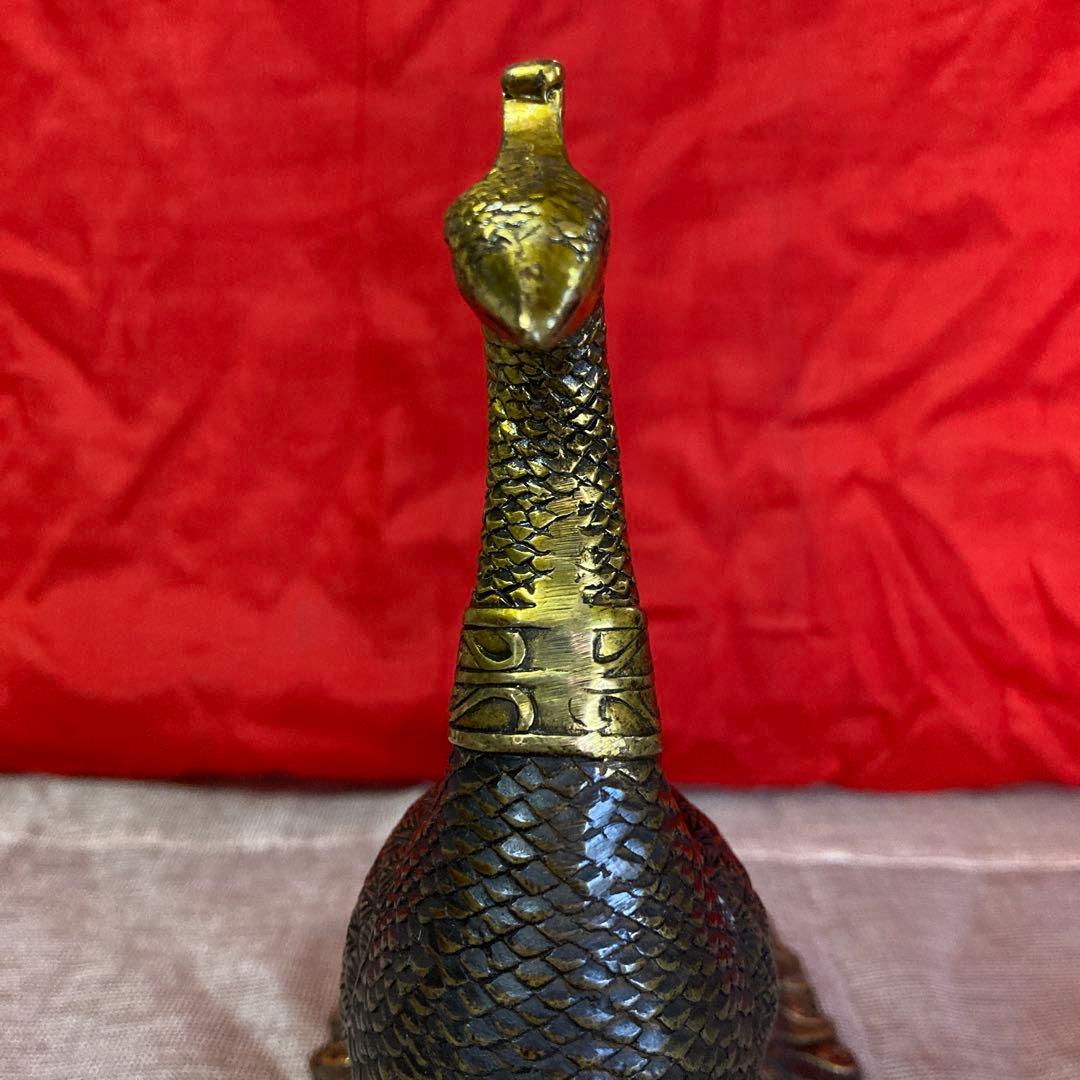 中国　古銅　孔雀像　置物　細密オブジェ　乾隆年製銘