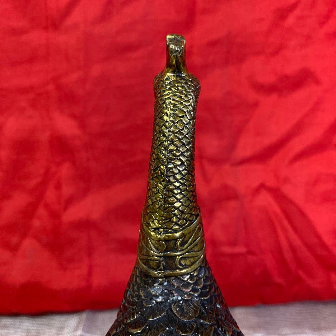 中国　古銅　孔雀像　置物　細密オブジェ　乾隆年製銘