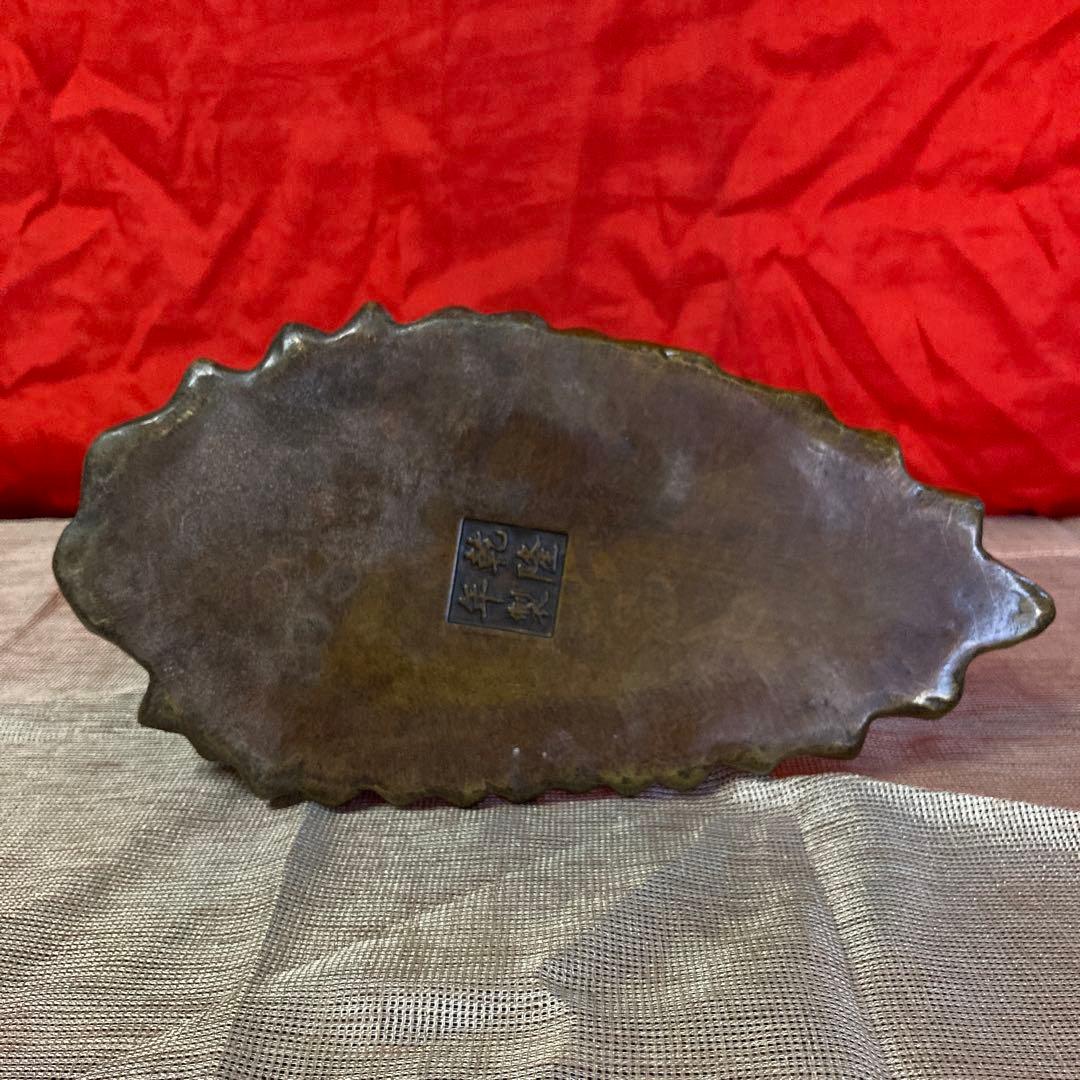 中国　古銅　孔雀像　置物　細密オブジェ　乾隆年製銘