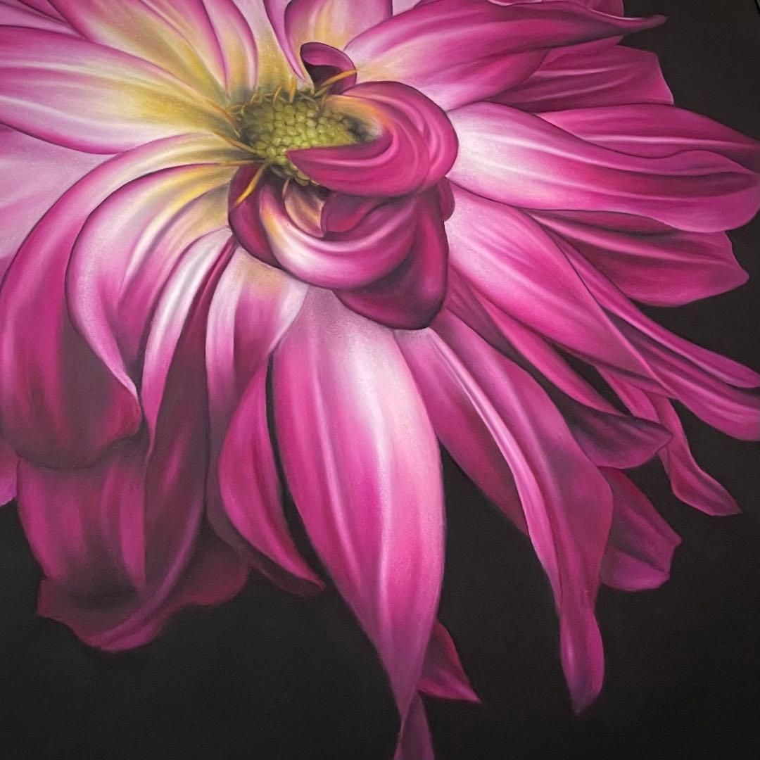 花の絵　絵画　大型　オイルパステル アートパネル モダン