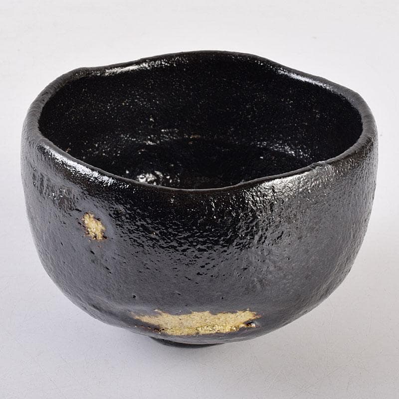 茶道具　楽吉左衛門　黒楽茶碗　銘光明　仕覆付　共布　碌々斎極め箱　V　R9014