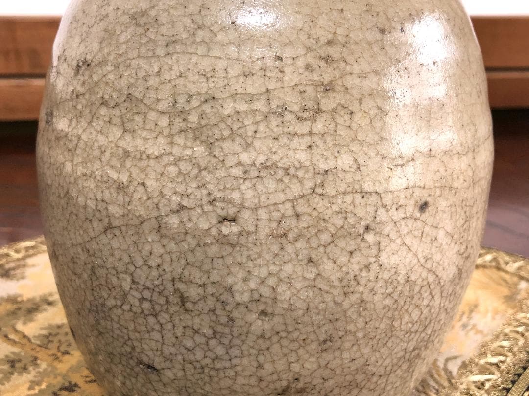 【 江戸期 骨董陶瓶 】 　梅鉢小紋染付 　徳利/花瓶