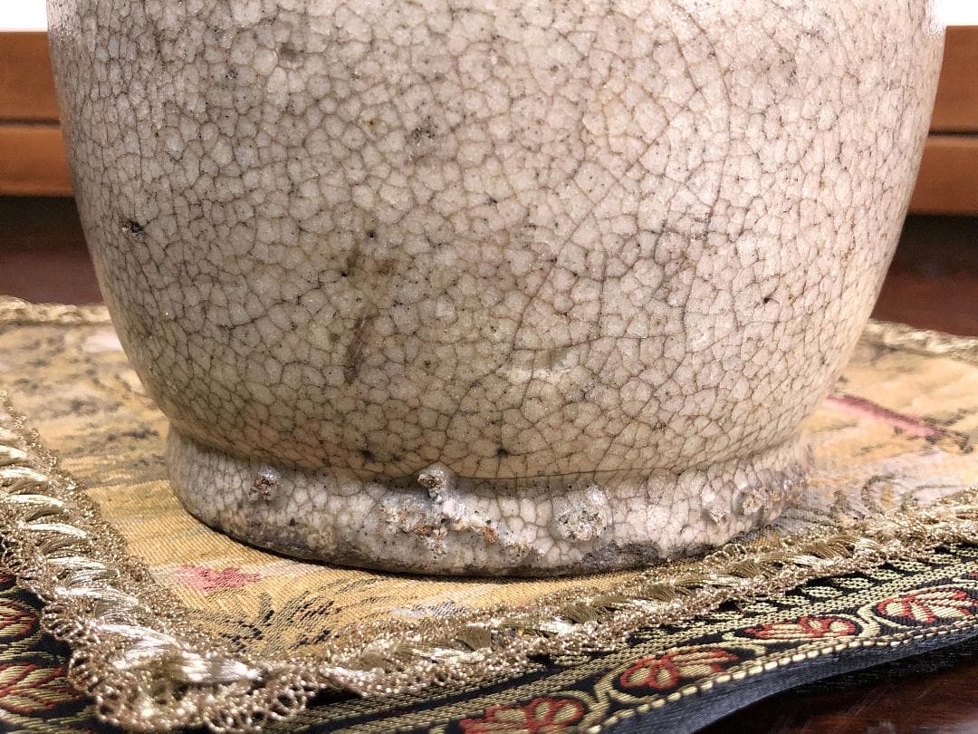 【 江戸期 骨董陶瓶 】 　梅鉢小紋染付 　徳利/花瓶