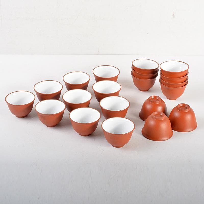 煎茶道具　紫砂　朱泥　内白釉　煎茶碗　20客まとめて　N　6285