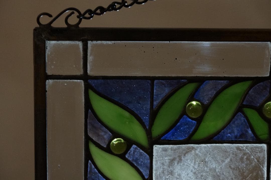 西洋アンティーク　大　ステンドグラス　縦54cm×横35cm　 アートパネル