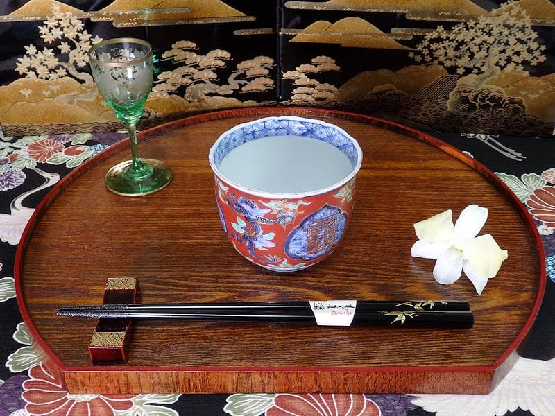 大聖寺伊万里　色絵　鶴に龍の図　向付　猪口　２客　D933AS-CPd