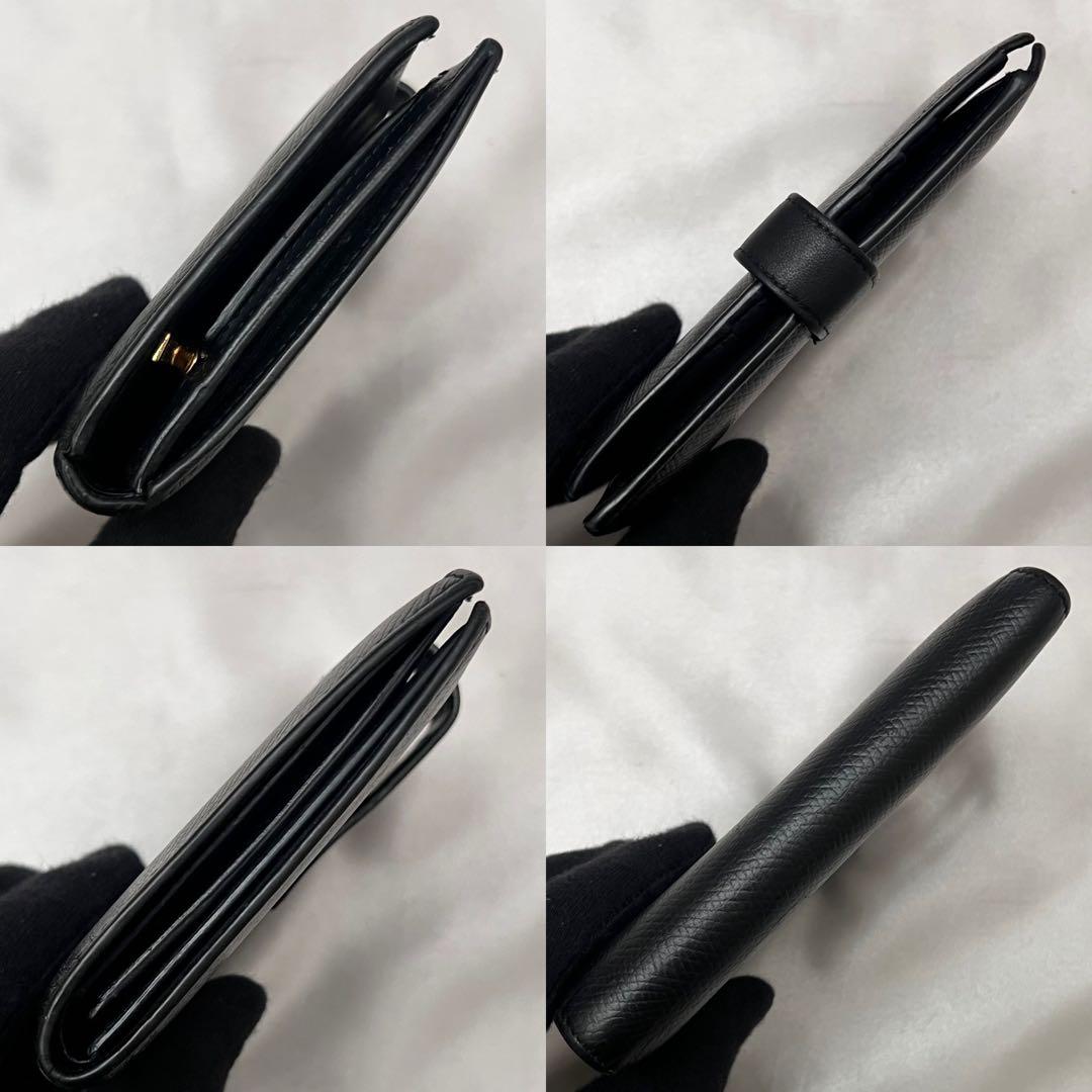 ◇美品◇セリーヌ　ストラップウォレット　二つ折り財布　ブラック　レザー