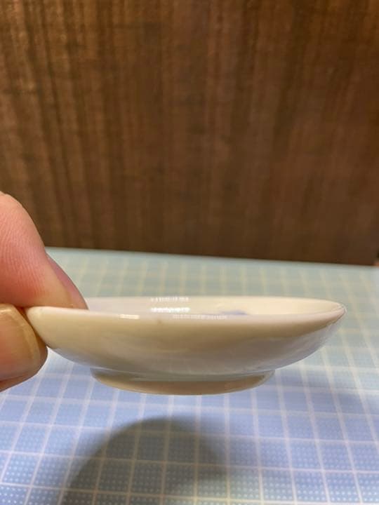 豆皿　【m75 骨董　極小　天塩皿　染付　富士山　山水　風景画　古伊万里】