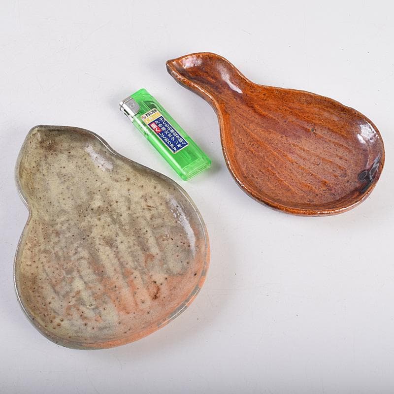 大樋焼　瓢式向皿　銘々皿　五客　在銘　時代箱付　V　R8991