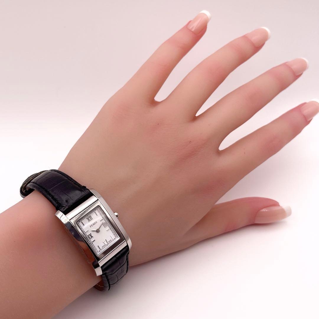 【稼働】　フェンディ　ズッカ柄文字盤　ウォッチ　クオーツ　クロコ型押し純正ベルト