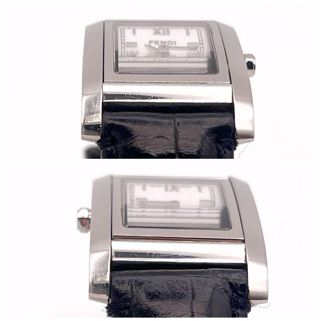 【稼働】　フェンディ　ズッカ柄文字盤　ウォッチ　クオーツ　クロコ型押し純正ベルト