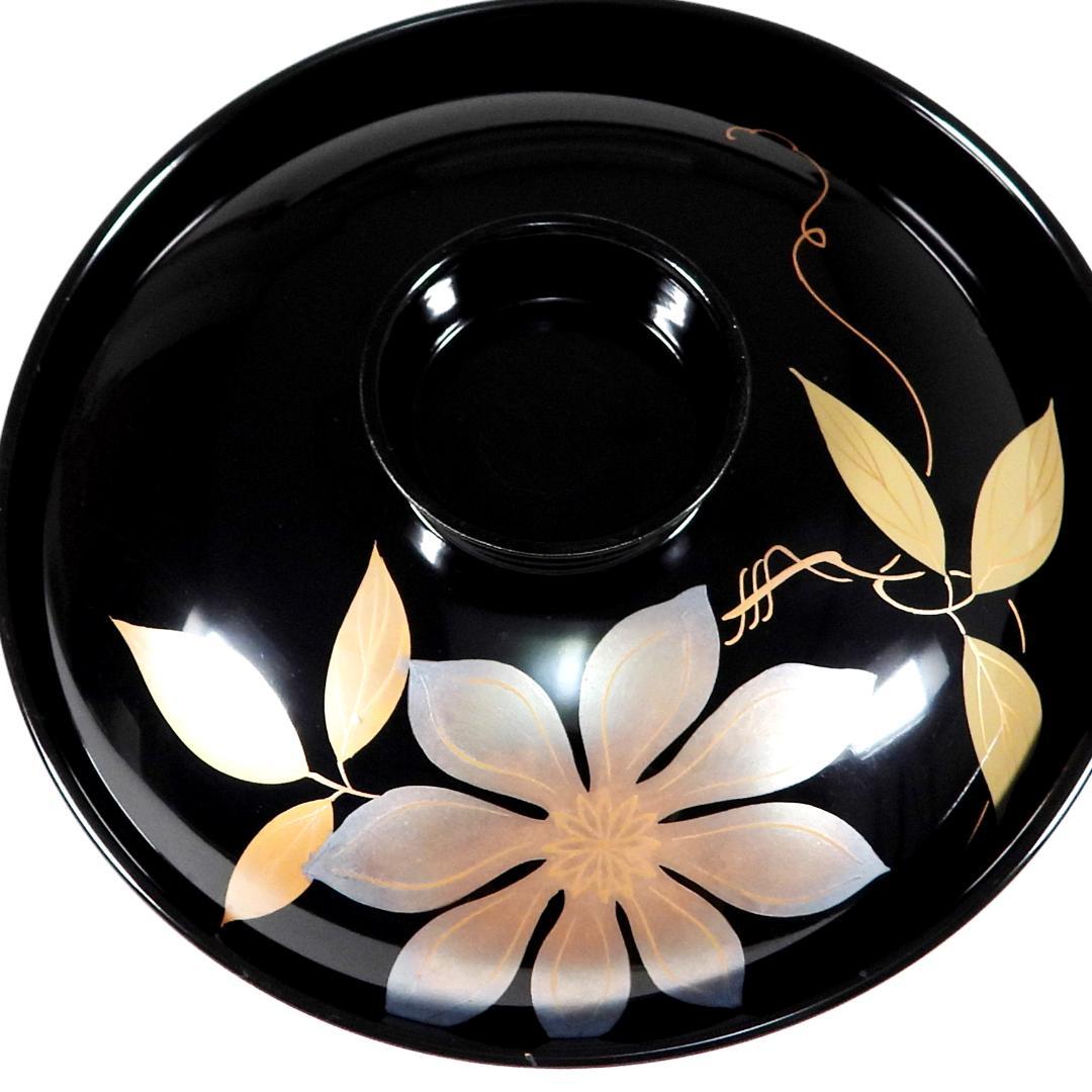 輪島塗　漆器　金蒔絵花絵紋　木製　蓋付椀　お煮物椀　大吸物椀　10客