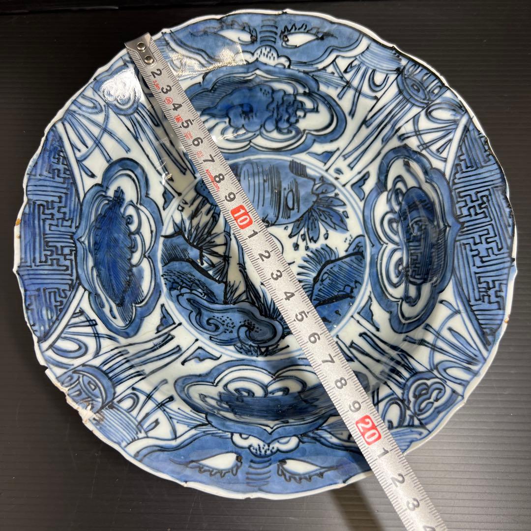 中国明時代　古染付兜鉢　口径約21.5㎝　東Y7-1202☆2Fタサオ