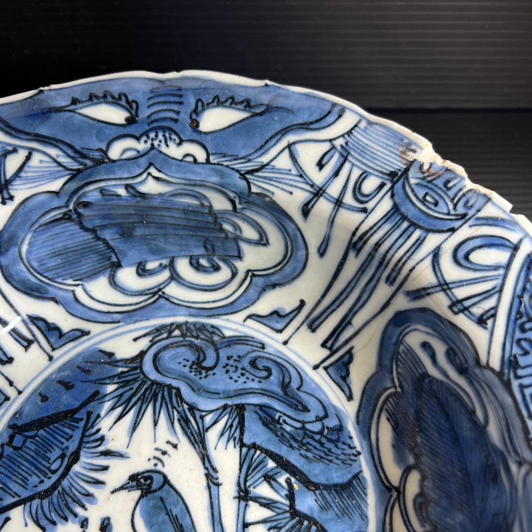 中国明時代　古染付兜鉢　口径約21.5㎝　東Y7-1202☆2Fタサオ