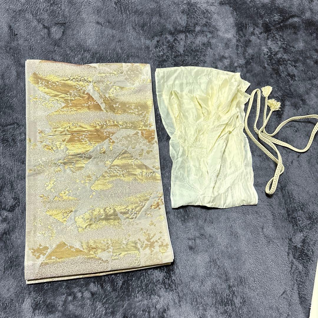 未使用近い 美品 正絹 絽 訪問着　フルセット ４点 たたき染め 裄70