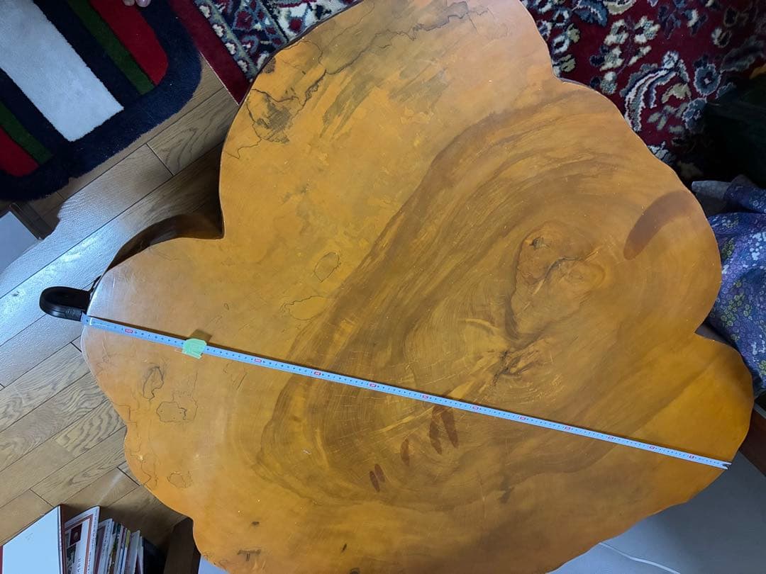花びら型 木製座卓 輪切り机　座卓　ローテーブル　丸太机