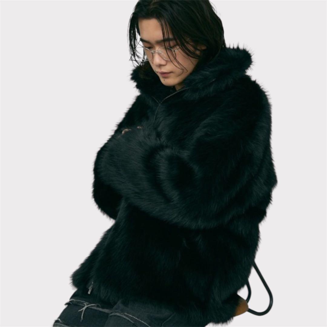 【チーズ出品】Y2K Black Faux Fur Jacket