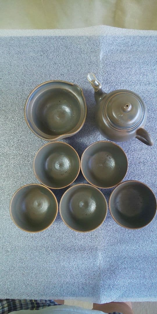 備前焼 青備前 茶器揃 七点一式 煎茶道具5客