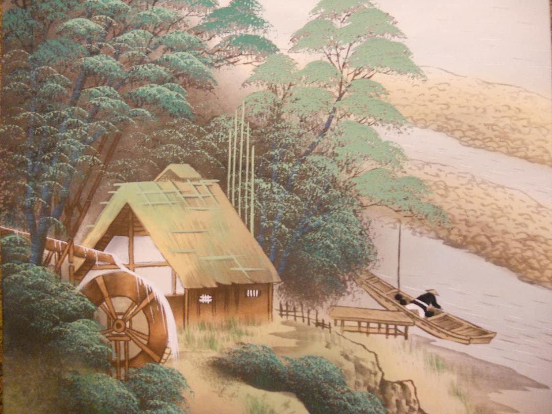 掛け軸 玉翠 彩色富士之図 絹本 希少 軸装 茶道具 掛軸 美品 です。