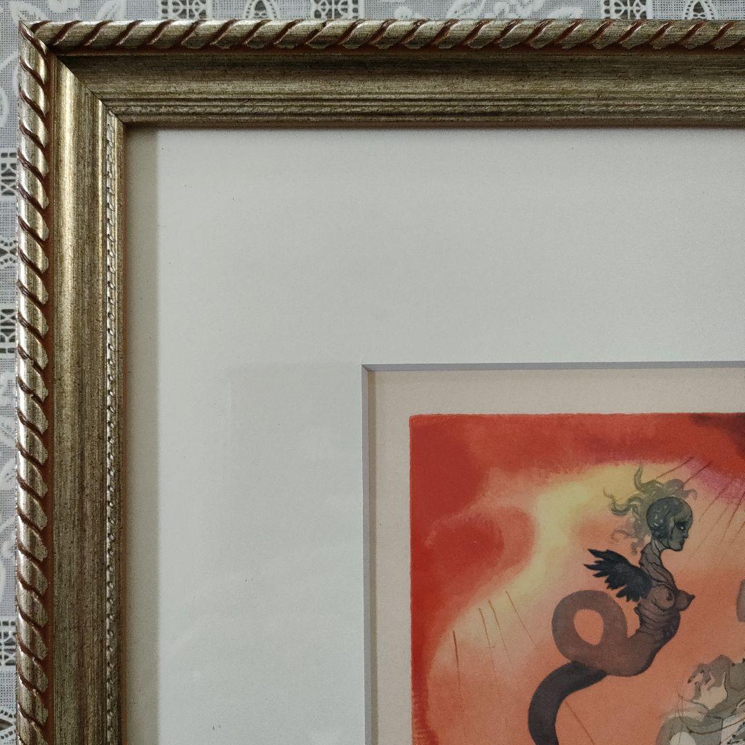 未使用サルバドール ダリ　オリジナル木版画『ダンテ神曲より黒き鬼』1960年制作