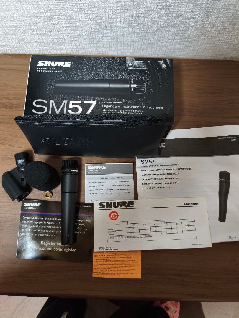 SHURE SM57 ダイナミックマイク (美品) + SHURE ポップガード