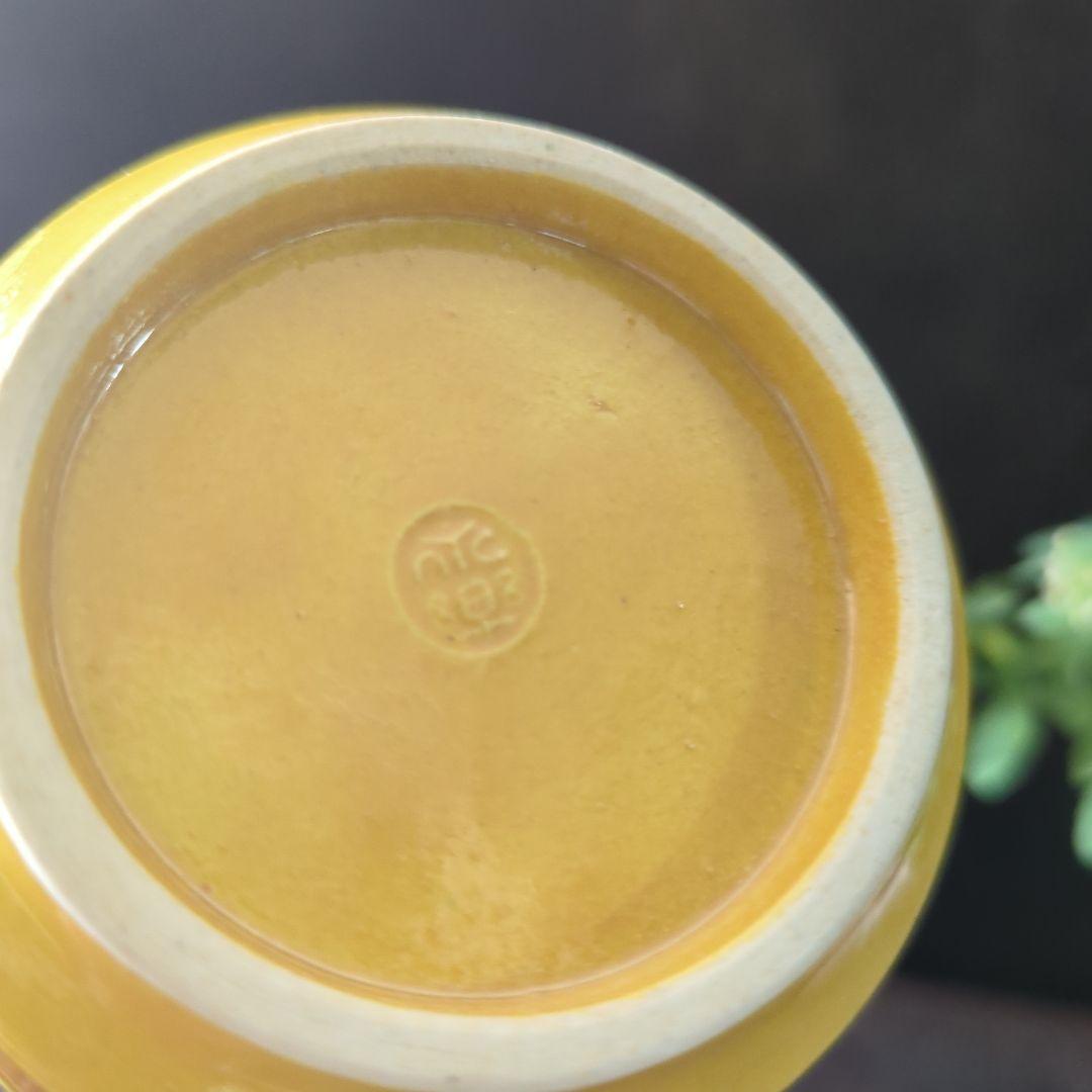 陶芸　茶道具　交趾焼　永楽善五郎造　黄交趾　牡丹唐草紋　火入　煙草盆用道具