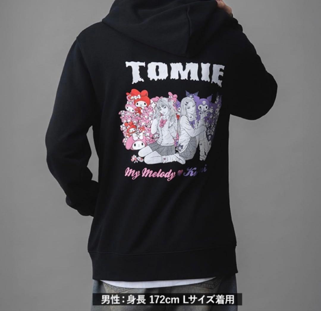 ［新品］伊藤潤二 サンリオ ギャル富江 マイメロディ クロミ ジップパーカーL