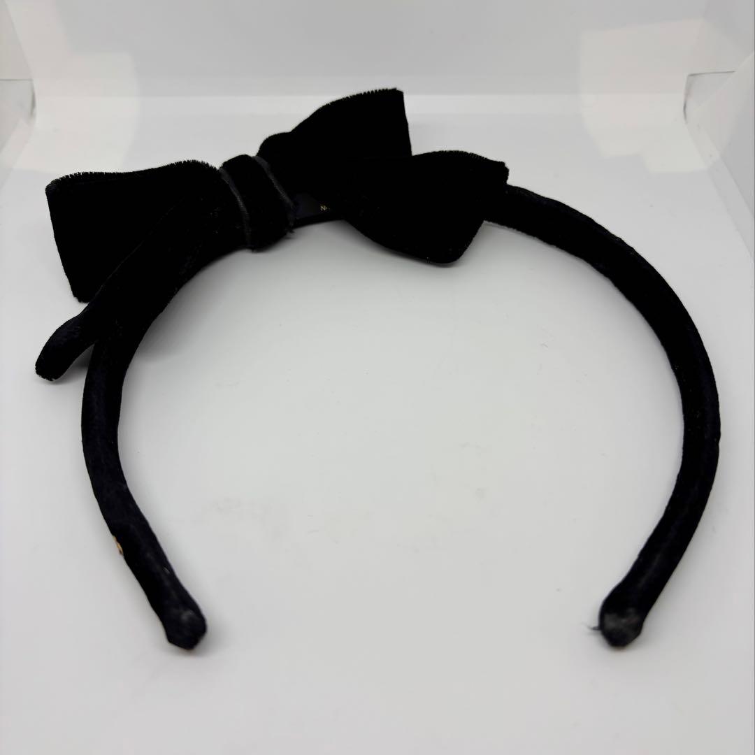 【良品】アレクサンドルドゥパリ カチューシャ リボン ベロア 黒 ヘアアクセ