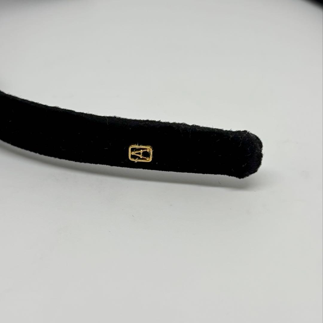 【良品】アレクサンドルドゥパリ カチューシャ リボン ベロア 黒 ヘアアクセ