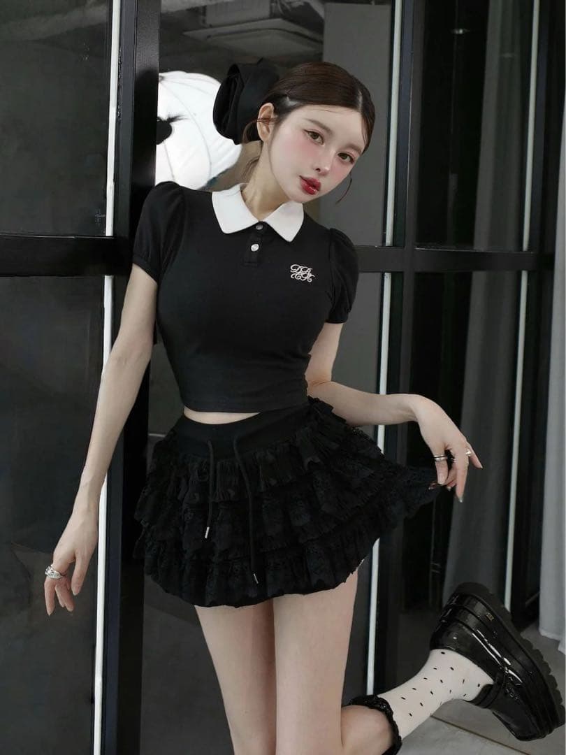 Darich ダーリッチ　DRCHバイカラーポロシャツ　ブラック　BLK 新品