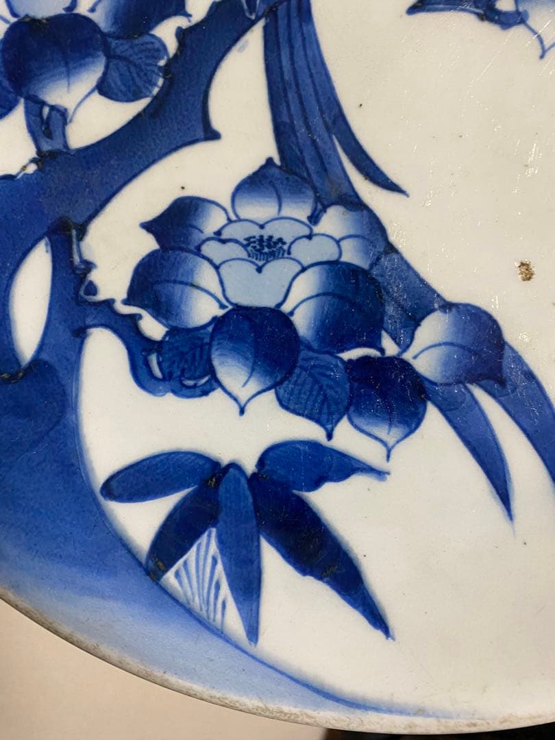 ■古伊万里 志田窯「椿に鳥文10寸皿」■検）大皿江戸後期図変わり皿