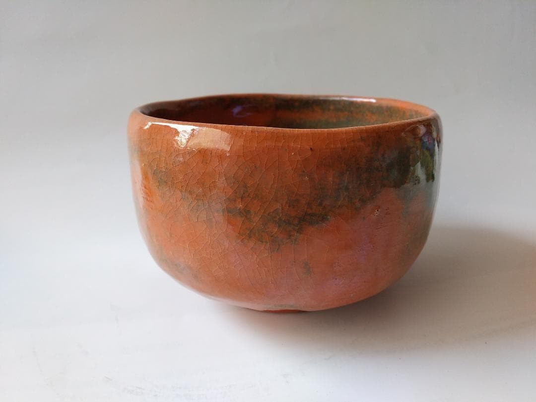出雲蓮乗院 古門堂焼 岡崎信光 作 赤楽 茶碗 赤茶碗 茶道具 共箱 共布 新品