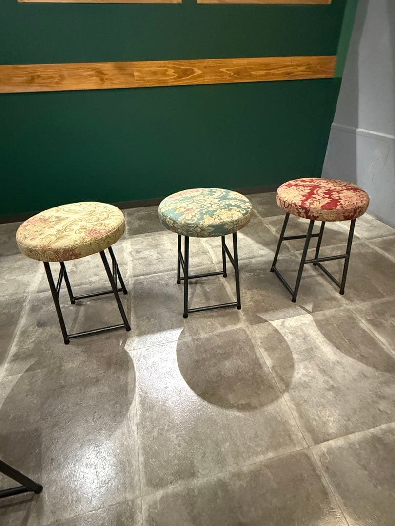 【レチェオ】花柄円形スツール　アンティーク風　オリジナル　6脚セット