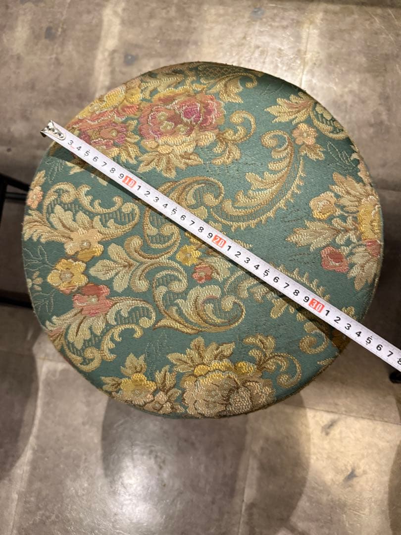 【レチェオ】花柄円形スツール　アンティーク風　オリジナル　6脚セット