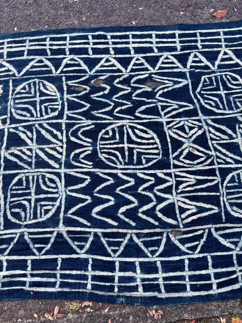 754 アフリカヴィンテージ カメルーン バミレケ族 藍染 ンドップ 古布 希少