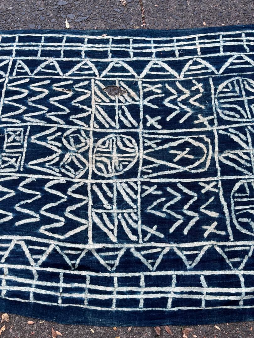 754 アフリカヴィンテージ カメルーン バミレケ族 藍染 ンドップ 古布 希少