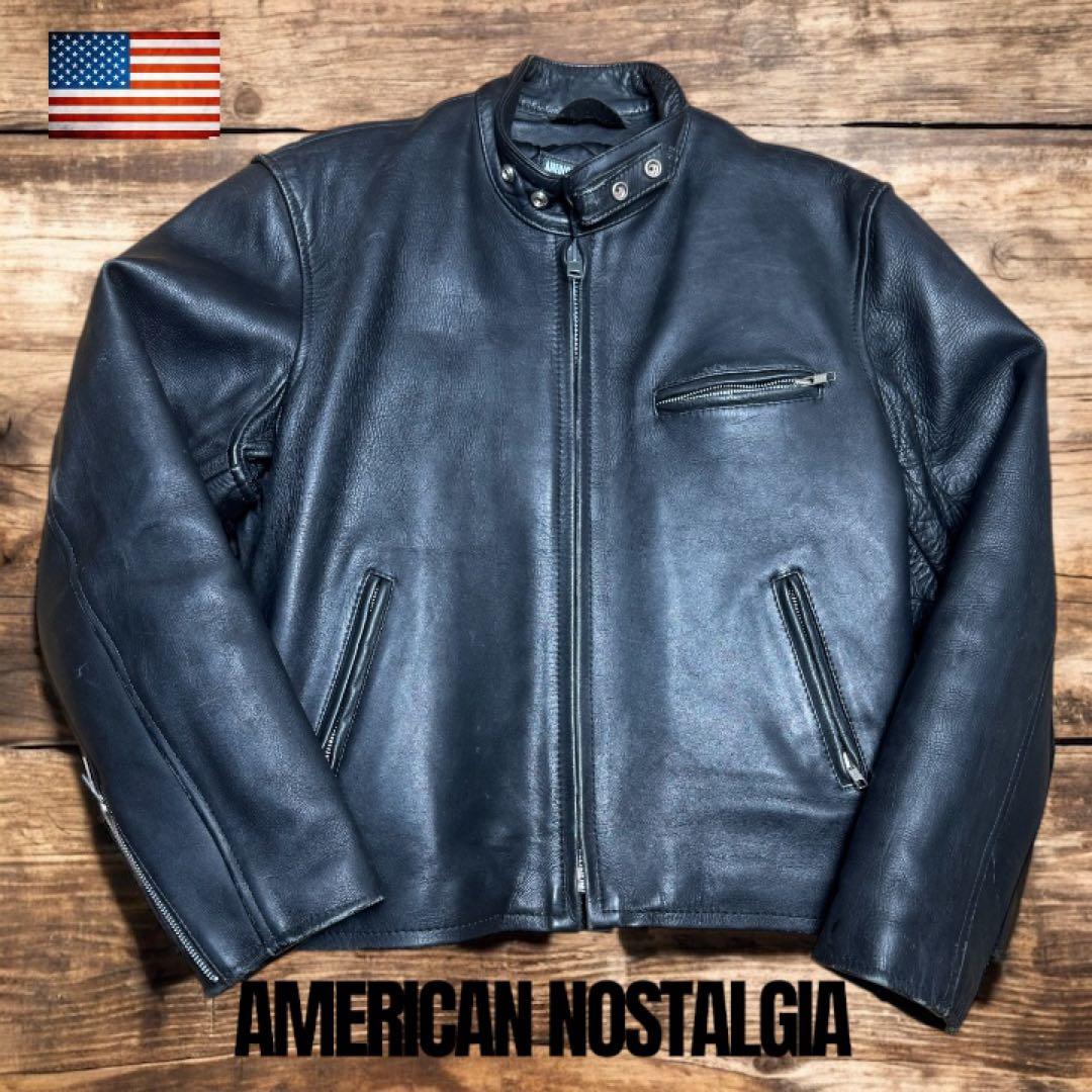 【肉厚×短丈】90s 牛革レザー 中綿キルティング バイカージャケット XL