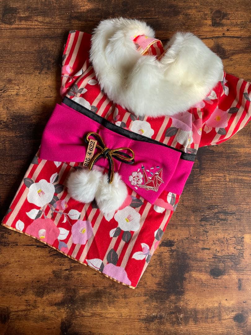 お値下げ　犬服　七五三 お正月　被布＆お着物＆ショールセット　サイズM