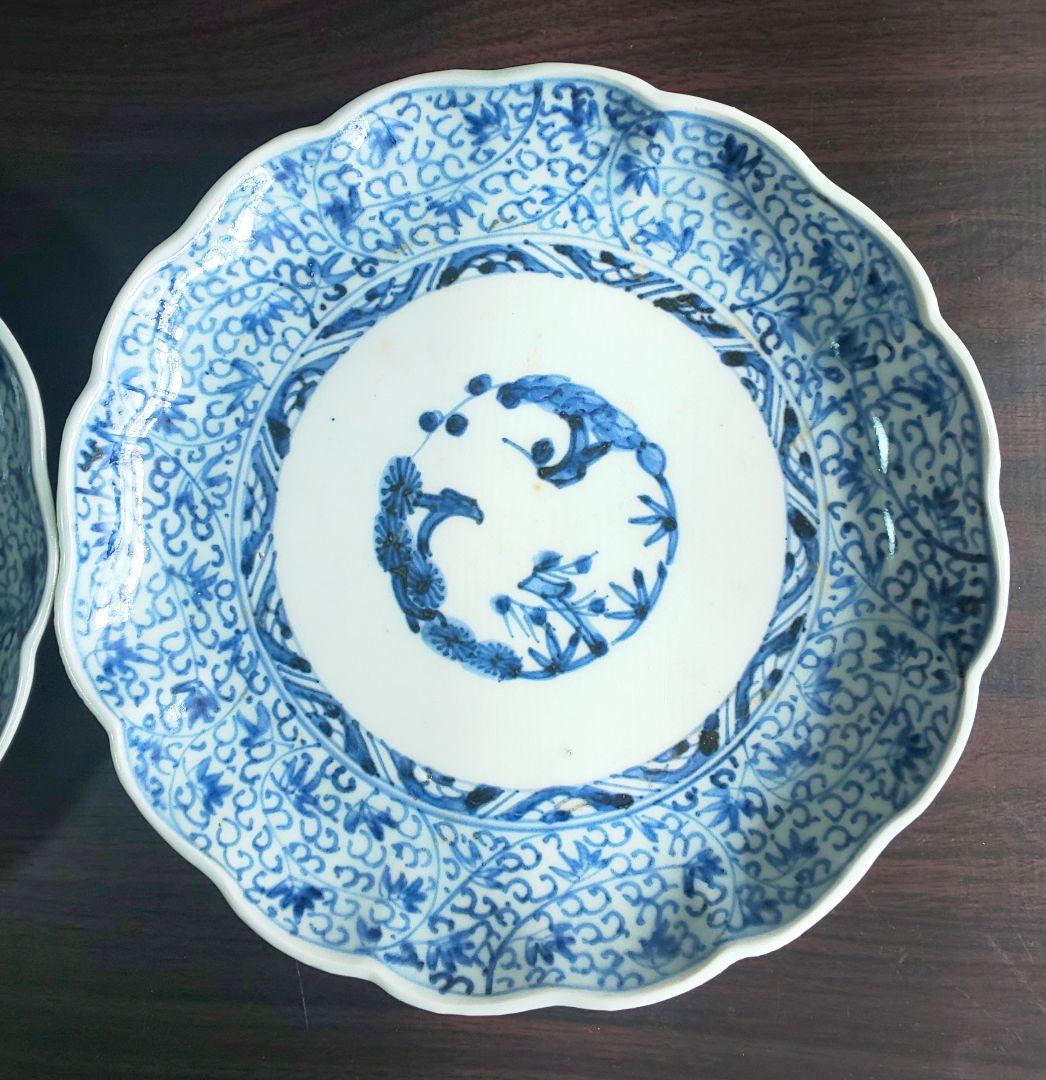 古伊万里 染付花微塵蛸唐草 松竹梅 大明成化年製