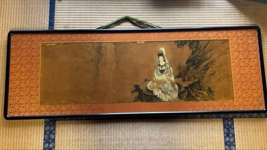 弥勒菩薩　達磨　額縁　日本画　２点