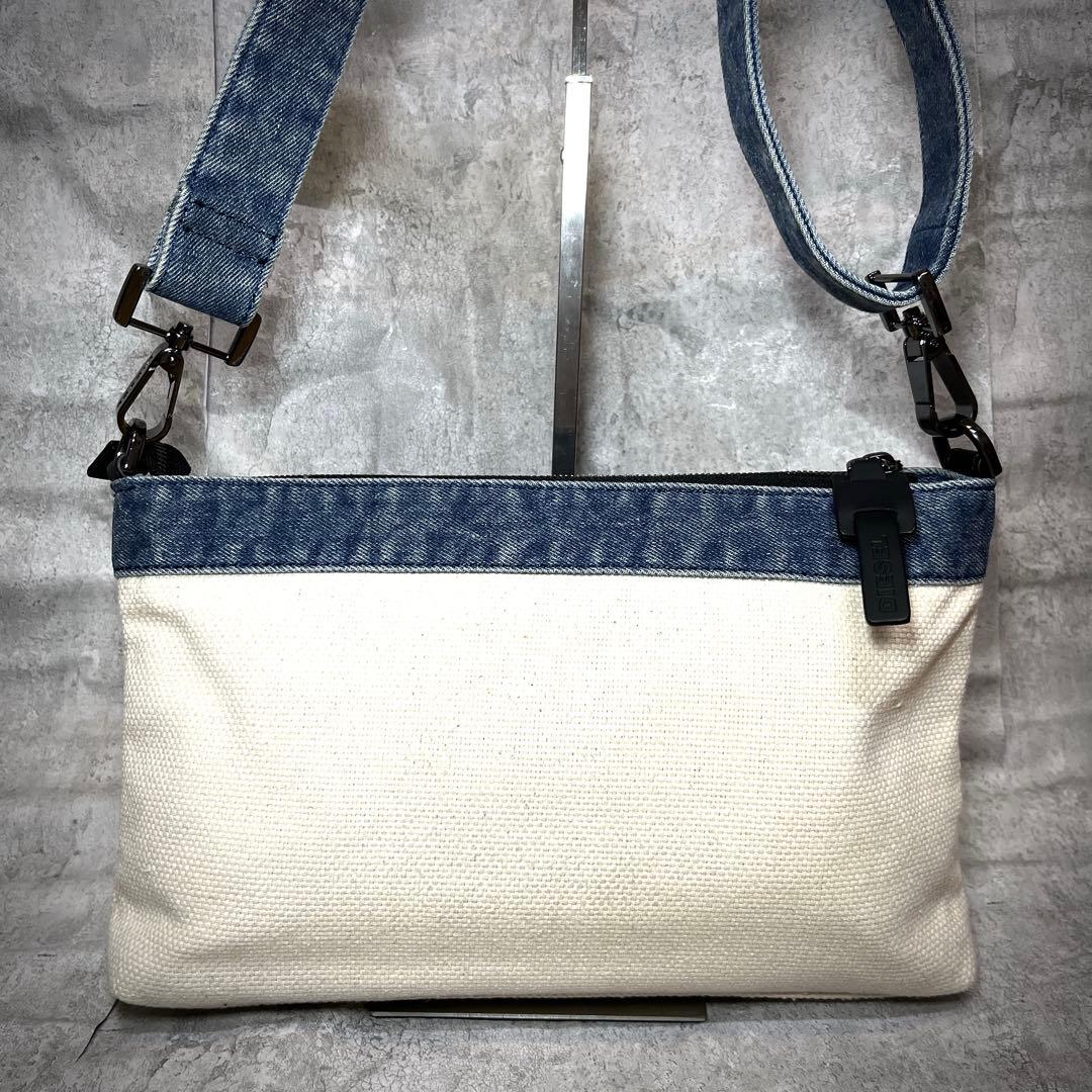 極美品 DIESEL デニム ショルダーバッグ キャンバス ロゴ ジップ y2k