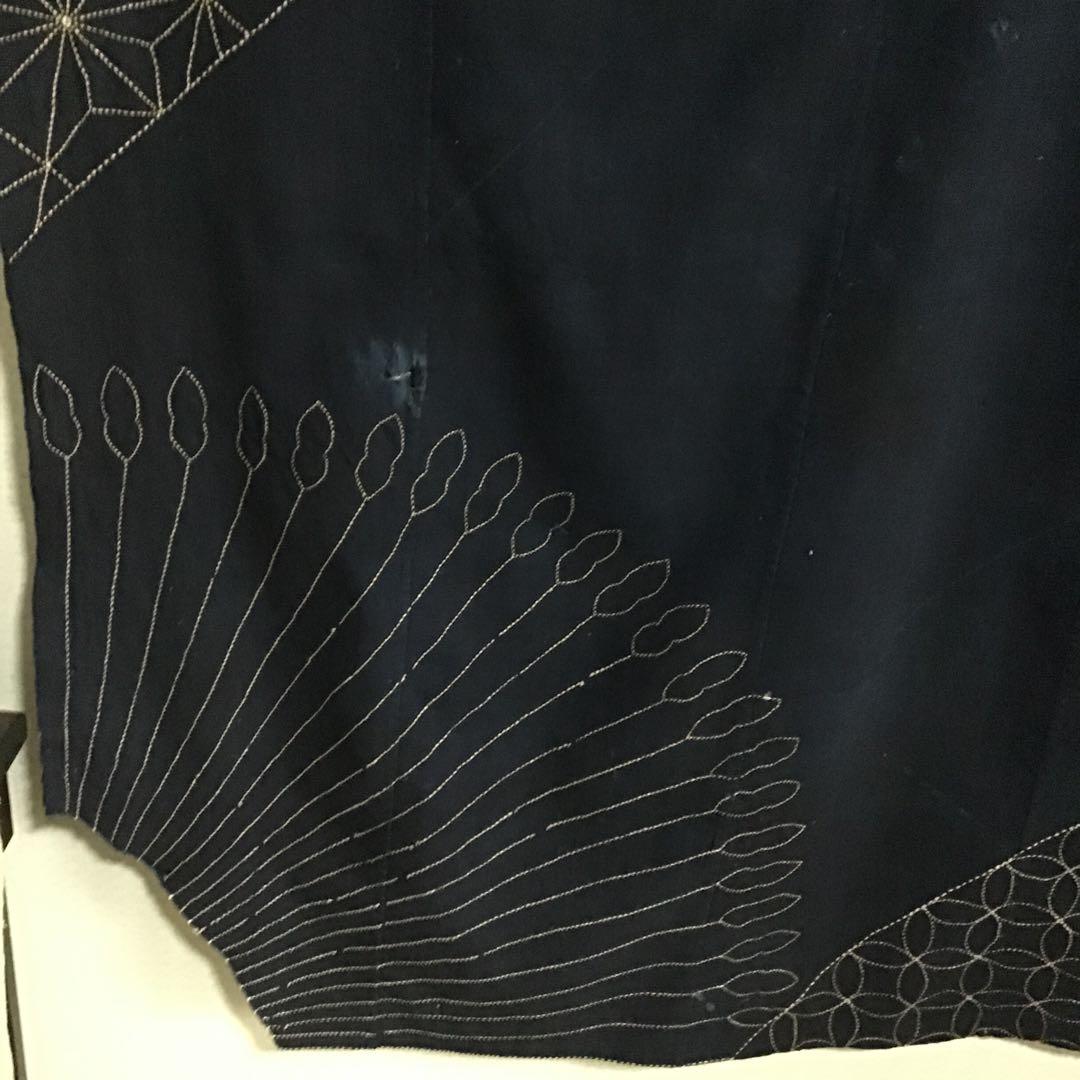 古布藍染め刺し子布地５巾難あり、２７